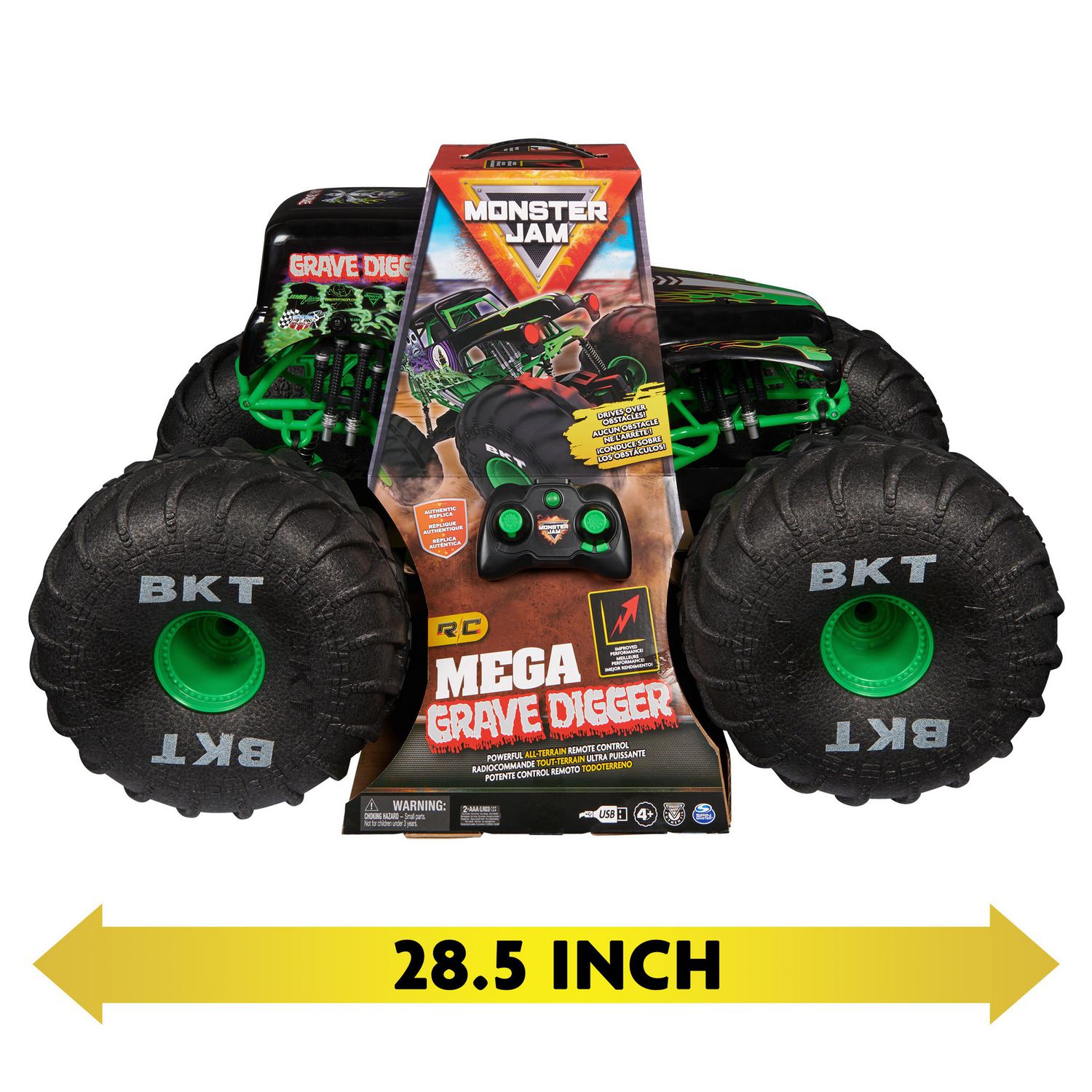 Official Mega Grave Digger All-Terrain Remote Control Monster Truck, Over 2 Ft. Tall, 1:6 Scale, Kids Toys for Boys and Girls Ages 4-6+