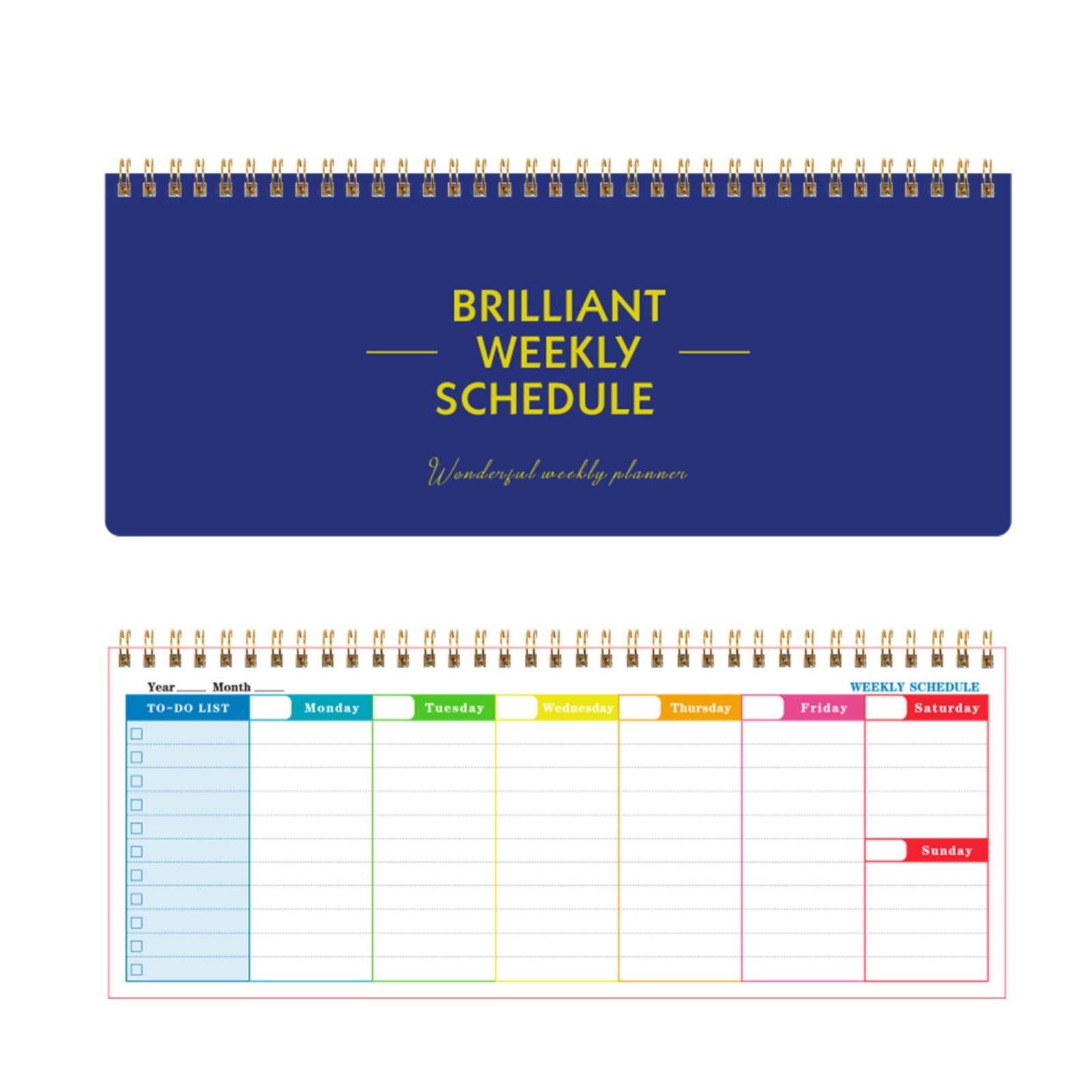 Office Supplies 2025 Border New English Long Weekly Plan Simple Coil Note Time Management Ledger Craft Kits Clearance