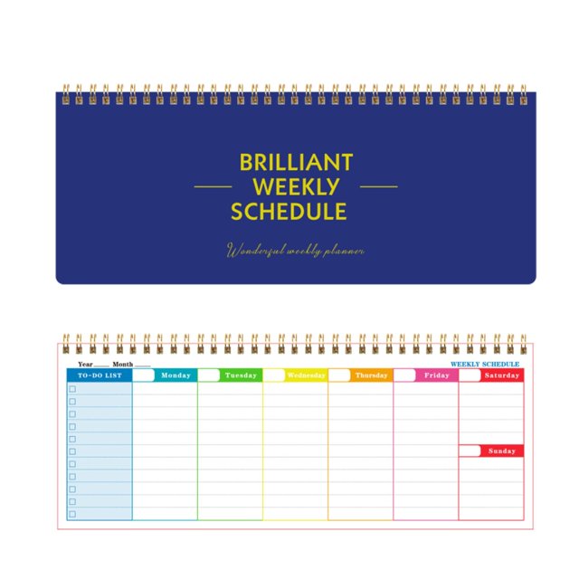 Office Supplies 2025 Border New English Long Weekly Plan Simple Coil Note Time Management Ledger Craft Kits Clearance