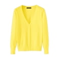 thumbnail image 1 of IMENGL Lightweight V neck knit cardigan sweater plus size available, Yellow L, Size M-5XL, 1 of 2