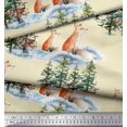 thumbnail image 2 of Soimoi Yellow Moss Georgette Fabric Fox & Pine Tree Decor Fabric Printed Yard 42 Inch Wide, 2 of 5