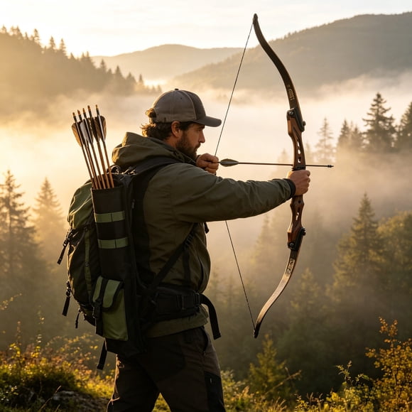 Gaqring Sac Carquois de Flèches de Tir à l'Arc Ajustable, Organisateur de Flèches en Tissu Oxford Léger avec Grandes Poches de Capacité, Équipement d'Entraînement de Chasse pour Archers Hommes Femmes Adultes, Vert