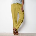 thumbnail image 2 of Summer Clearance! Womens Plus Size Pants,Summer Pants for Womens,Women's Solid Color Cotton Linen Waist Elastic Drawstring With Pocket Pants Long Pants, 2 of 5