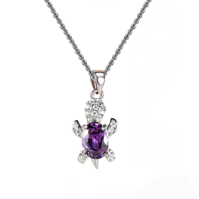 Openpig Collier Tortue Pierre de Naissance Bijoux pour Femmes Bleu Joli Traité