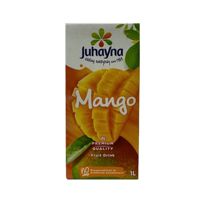 Juhayna Boisson à la Mangue Classics carton de 1 L avec Mangue Tranchée et Feuilles Vertes à l'Avant, Boisson aux Fruits de Qualité Supérieure Étiquetée Sans Agents de Conservation Ni Édulcorants Artificiels, Convient aux Mélanges de Jus de Fruits Frais Riches en Vitamine C.