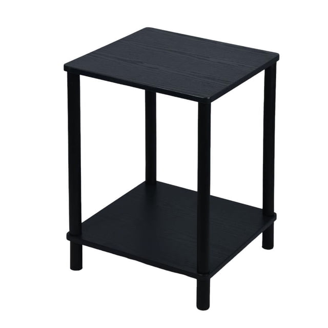 Table d'Appoint, Table d'Appoint, Assemblage à Rotation Facile avec un design Moderne Minimaliste Comprenant des Pieds Minces en Bois Noir et une silhouette aux Lignes Nettes. Comprend un Plateau Noir Lisse et une Tablette Inférieure Ouverte pour le Rangement, Parfait pour les Livres, la Déco Ou les Essentiels. Compacte et Légère, Idéale comme Support pour Plantes Ou comme accent d'Entrée.