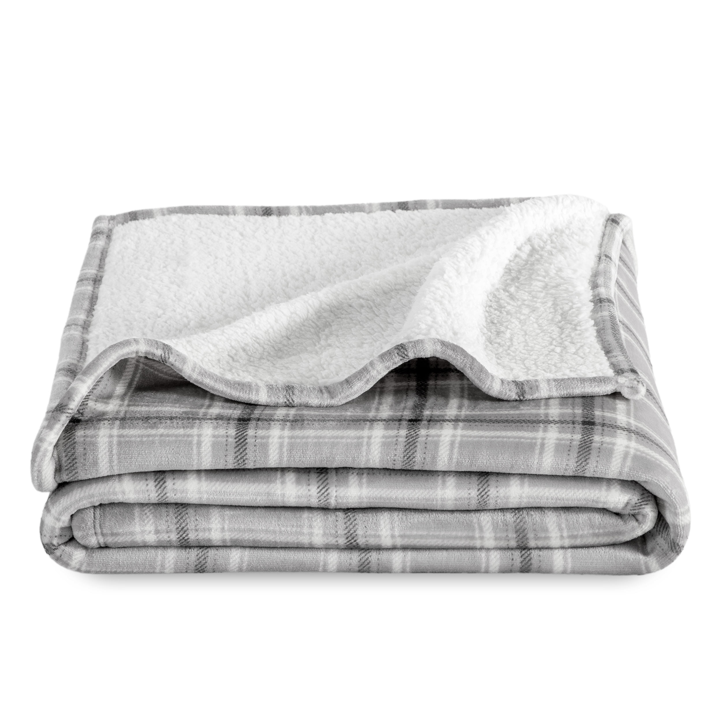 Bare Home Couverture de Lit en Sherpa Pelucheuse - Duveteuse et Douce - Réversible - Légère - Lit Simple/simple TG, Tartan à Carreaux