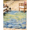 thumbnail image 2 of Unique Loom Tapis d'Intérieur et d'Extérieur sur-Teints de Transition de la Collection Moderne 5 Pieds 3 Pouces x 8 Pieds, Bleu Marine/vert, 2 of 2