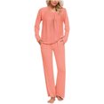 thumbnail image 2 of Timegard Ensembles de Pyjamas pour Femmes Confortables, Haut à Manches Longues Froncé à Col Rond et Pantalon, Tenues de Pyjama Amples pour l'Automne, 2 of 6