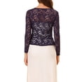 thumbnail image 3 of INSPIRE CHIC Women's Floral Lace Cardigans Tie Front Ruffled Hem Sheer Crop Bolero Shrug S Purple, 3 of 6
