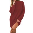 thumbnail image 2 of Gspmoly Robes d'Été pour Femmes, Robe Décontractée Ample à Manches Longues en Tricot Uni à Col Semi-Montant, Robes de Cocktail pour Femmes en Liquidation, 2 of 6