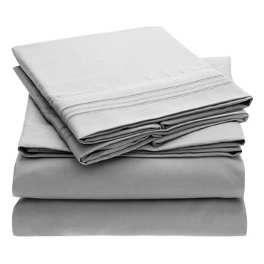 Abbracc 1800 Count Hotel Quality 3/ 4 Piece Deep Pocket Bed Sheet Set King - Gray