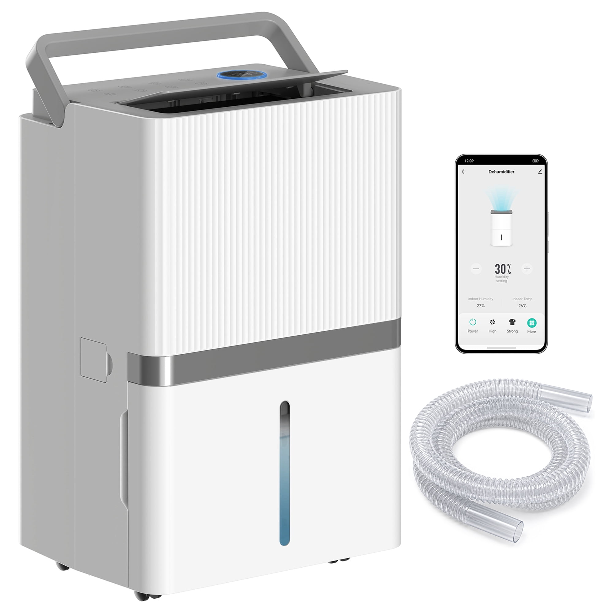 Déshumidificateur grand HOMCOM 100pt, Déshumidificateur WiFi avec contrôle d'humidité