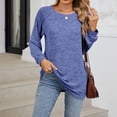 thumbnail image 2 of Timegard Hauts pour Femmes Col Rond Manches Longues T-Shirts de Couleur Unie Chic Décontracté Amples Chauds Hauts Automne, 2 of 7