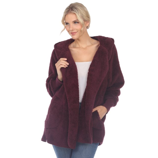 White Mark Cardigan à Capuchon en Peluche pour Femmes avec Poches
