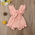 thumbnail image 3 of Fortune 0-24m Baby Girl Summer Ruffles Romper Fly Sleeve Bow Cotton Jumpsuits, 3 of 4