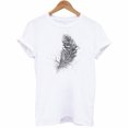 thumbnail image 3 of EGNMCR T-Shirts pour Femmes Mode Femmes T-Shirt à Manches Courtes Imprimé Plume Haut Décontracté Tee Blouse, 3 of 3