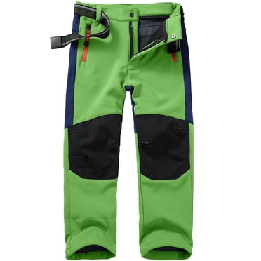 YOUSNH Children's Softshell Ski Trousers Lined Cargo Trousers Thermal Trousers Boys Girls Snow Trousers Winter Outdoor Trousers Hiking Trousers Boys Pants Green L