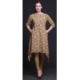 thumbnail image 2 of Bimba Kurti Asymétrique Imprimée Florale Brun Gerbera et Anémone pour Femmes Robe d'Été Indienne Tunique Grande, 2 of 6