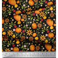thumbnail image 3 of Soimoi Polyester Crepe Fabric Leaves,Floral & Pumpkin Vegetable Print Sewing Fabric Yard 52 Inch Wide, 3 of 3