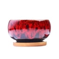 thumbnail image 1 of Circular Glazed Ceramic Pottery Planter Set Unique Kiln-Color Blend Succulent Garden Display for Living Room and Patio, 1 of 5