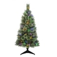 thumbnail image 1 of Élégant sapin de Noël Cashmere Holiday Time pré-éclairé à DEL multicolore de 4 pi, vert, 1 of 6