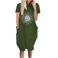 thumbnail image 2 of Jusqu'à 65 % de Rabais! Robes d'Été Mode pour Femmes 2024 Grande Taille Robe Décontractée Ample à Imprimé Tournesol Robe à Manches Courtes à Col en V, 2 of 5