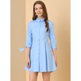 thumbnail image 2 of INSPIRE CHIC Robe-Chemise Patineuse en Coton pour Femmes à Col, Manches 3/4, Boutonnée, 2 of 6
