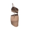 thumbnail image 4 of Bigersell Formal Dresses Women's Solid Color Fashion Design Bodycon Drawstring One-shoulder Short Dress Plus Sweater Dress Style 20451, Female Extra long Dresses Brown L, 4 of 5