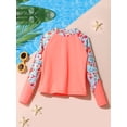 thumbnail image 3 of Riismen Kids Girls UPF 50+ Long Sleeve Swim Shirt Sun Protection Rash Guard Beach Tops Swimming Bathing Suits Orange 8, 3 of 7
