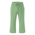 thumbnail image 3 of Plebaso Pantalons Capris Garçons Filles Coton Lin Cordon de Serrage Pantalons Décontractés Légers Raccourcis avec Poches, 3 of 5