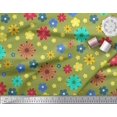 thumbnail image 2 of Soimoi Rayon Fabric Colorful Flowers Clip Art Printed Fabric 1 Yard 56 Inch Wide, 2 of 3