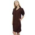 thumbnail image 2 of Bimba Robe de Nuit Gris à Col Cranté pour Femme avec Poches-24, 2 of 6