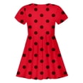 thumbnail image 4 of Robe Fille Enfant Été à Pois Imprimé Slim Douce Respirante Manches Courtes Décontractée Robe Enfants Rouge 8 Ans-9 Ans, 4 of 5