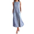 thumbnail image 1 of EQWLJWE Summer Women Robes Pour Women 2023 Mo Élégance Décontractée Impression de Col Rond Robe Sans Manches Summer Robes Maxi Pour Women 2023, 1 of 6