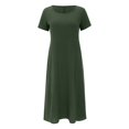 thumbnail image 4 of 2025 Robes d'Été pour Dames Confortables Amples Confortables Couleur Unie Manches Courtes Midi Robe Femme Longue Robe Grande Taille Robe Nuisette Longue Robe d'Été Longue pour Femmes Robe à Boutons devant, 4 of 8