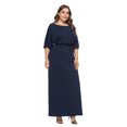 thumbnail image 2 of U.Vomade Women's Summer Plus Size Dress Solid Color Short Sleeve Round Neck Casual Dress, 2 of 7