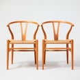 thumbnail image 1 of Heavenly Collection | Wishbone Wood Dining Chair Set of 2 for Kitchen or Dining Room - Walnut, 1 of 9