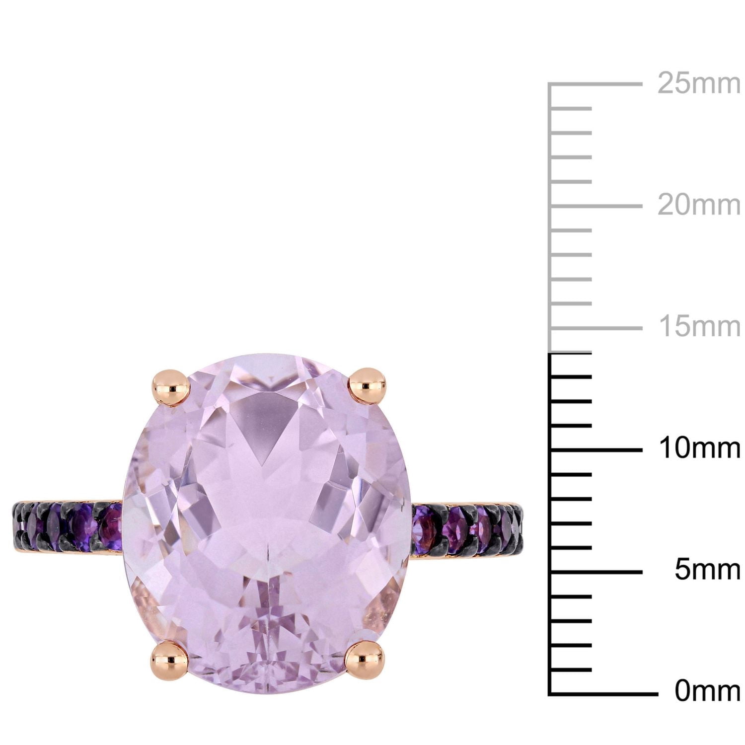 Tangelo 7-7/8 Carat T.G.W. Rose De France And Amethyst Plated Sterling Silver Cocktail Ring