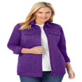 thumbnail image 1 of Woman Within Plus Size Long Stretch Denim Jacket Oversized Jean Jacket - 22 W  Indigo, 1 of 6