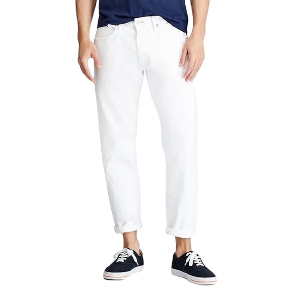 POLO RALPH LAUREN Jeans pour Hommes Hampton Coupe Droite Décontractée (40W x 30L, Hudson White)