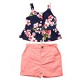 thumbnail image 1 of Toddler Girls Floral Print Cropped Tops+Solid Color Shorts Clothes Set, 1 of 7