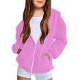 thumbnail image 1 of TIMIFIS Chandails pour Enfants Roses à Fermeture Éclair Manches Longues Couleur Unie Décontractés Sport à Capuche Automne et Hiver Vêtements d'Extérieur pour Filles et Garçons, 1 of 8