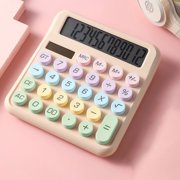 MTBLYS Solar Calculator 12-Digit Mechanical Keys Dopamine Colors Dual Power Solar Battery Desktop Portable Office Home Use