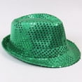 thumbnail image 3 of TiaoBug Women Men Sequin Fedora Hat Disco Hat Jazz Dance Hat Hip-Hop Rapper Stage Performance Green One Size, 3 of 4