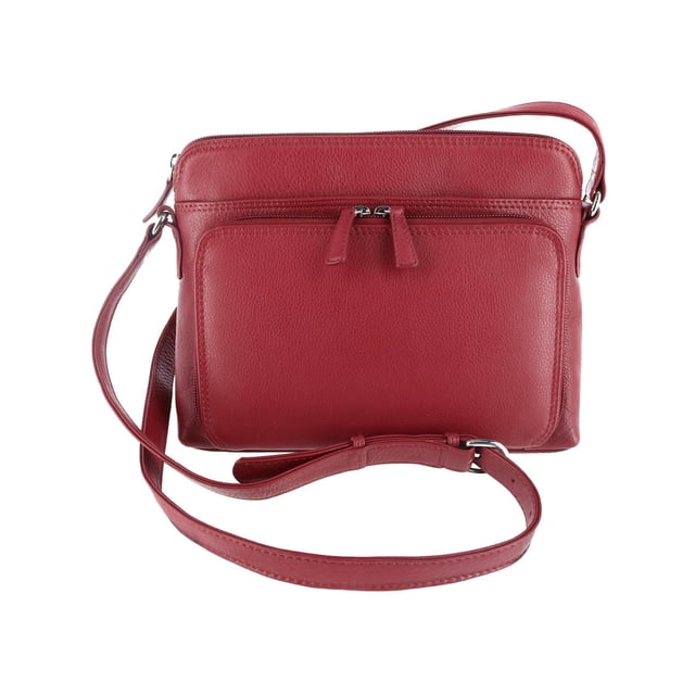 CTM® Leather Shoulder Bag Purse with Side Organizer (Women's)