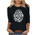 thumbnail image 1 of RKSTN Hauts Grande Taille pour Femmes Oeufs de Pâques Lapin Mignon Imprimé Coupe Ample Hauts Col Rond Manches 3/4 Printemps Été Blouse Douce Hauts, 1 of 4