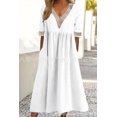 thumbnail image 1 of Contrast Color Loose A-Line Party Dress for Women with Short Sleeves, 1 of 9