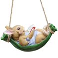 thumbnail image 2 of Statue de Jardin Balançoire Lapin Patio Animal Intérieur Extérieur Mignon Décoration Suspendue Lapins, 2 of 8