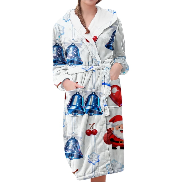 Peignoirs pour Femmes Peignoir Long Chaud Tendance à Manches Longues d'Hiver Pyjama Robe de Nuit
